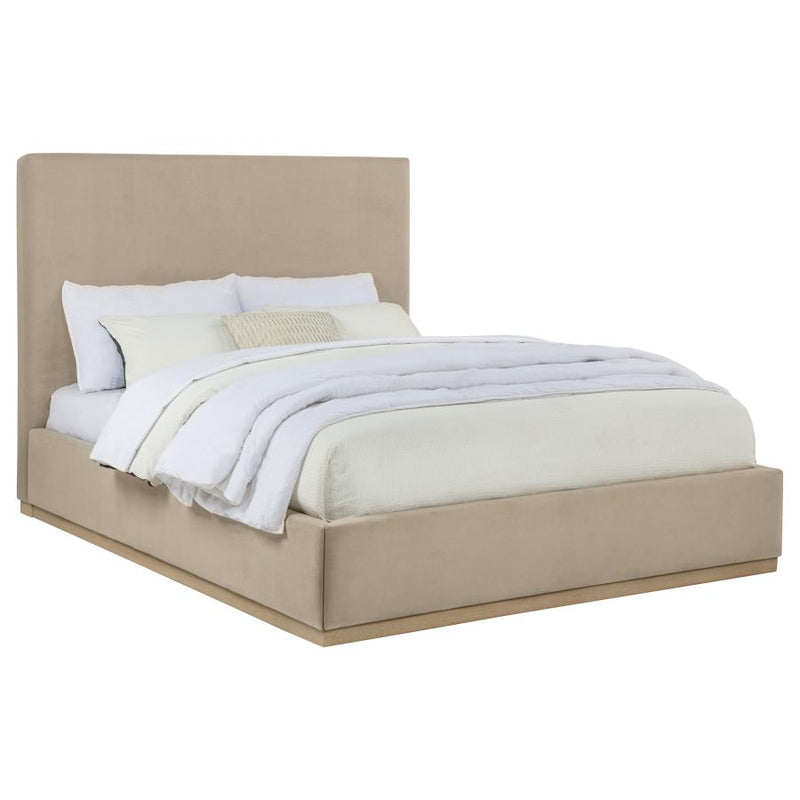 Knox Fabric Upholstered Platform Bed Khaki