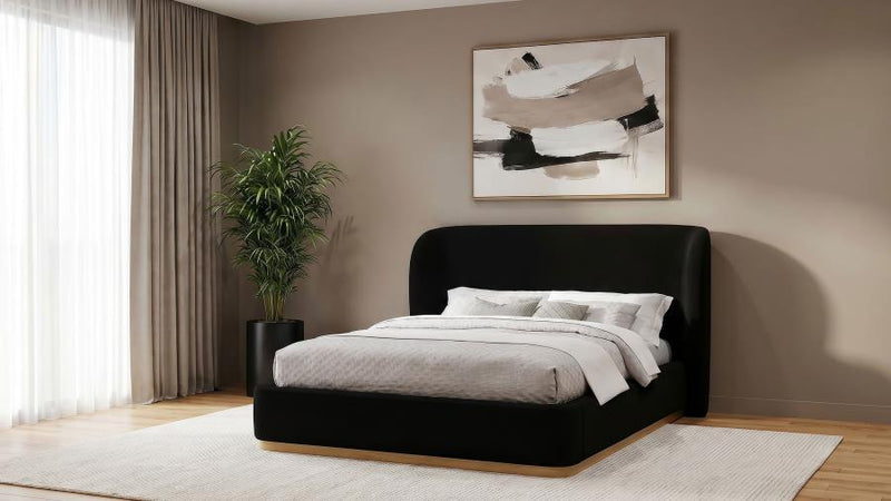 Blaire Upholstered Wingback Platform Bed Black