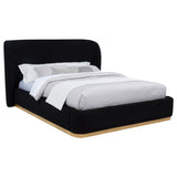 Blaire Upholstered Queen Wingback Platform Bed Black | Queen | Black | 315967BLKQ