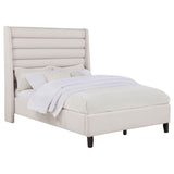 Leslie Upholstered Tufted Full Wingback Platform Bed Beige | Full | Beige | 315983F