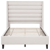 Leslie Upholstered Tufted Full Wingback Platform Bed Beige | Full | Beige | 315983F