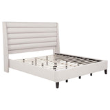 Leslie Upholstered Tufted Eastern King Wingback Platform Bed Beige | Beige | 315983KE