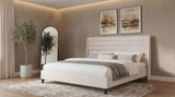 Leslie Upholstered Tufted Wingback Platform Bed Beige