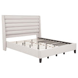 Leslie Upholstered Tufted California King Wingback Platform Bed Beige | Beige | 315983KW