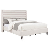 Leslie Upholstered Tufted California King Wingback Platform Bed Beige | Beige | 315983KW