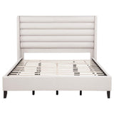 Leslie Upholstered Tufted California King Wingback Platform Bed Beige | Beige | 315983KW