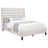 Leslie Upholstered Tufted Queen Wingback Platform Bed Beige | Beige | 315983Q