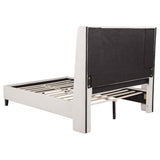 Leslie Upholstered Tufted Queen Wingback Platform Bed Beige | Beige | 315983Q