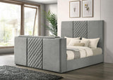 Tara 61-inch Upholstered Eastern King Panel TV Bed Grey | Grey | 315994KE
