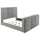 Tara 61-inch Upholstered Eastern King Panel TV Bed Grey | Grey | 315994KE