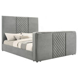 Tara 61-inch Upholstered Eastern King Panel TV Bed Grey | Grey | 315994KE