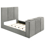 Tara 61-inch Upholstered Queen Panel TV Bed Grey | Queen | Grey | 315994Q