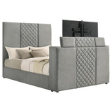 Tara 61-inch Upholstered Queen Panel TV Bed Grey | Queen | Grey | 315994Q