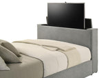 Tara 61-inch Upholstered Queen Panel TV Bed Grey | Queen | Grey | 315994Q