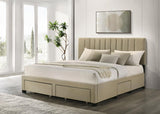Wheatland 4-drawer Upholstered Eastern King Storage Bed Brown | Eastern King | Brown | Light Brown | 316010KE