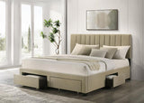 Wheatland 4-drawer Upholstered Eastern King Storage Bed Brown | Eastern King | Brown | Light Brown | 316010KE