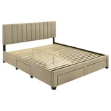 Wheatland 4-drawer Upholstered Eastern King Storage Bed Brown | Eastern King | Brown | Light Brown | 316010KE