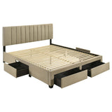 Wheatland 4-drawer Upholstered Eastern King Storage Bed Brown | Eastern King | Brown | Light Brown | 316010KE