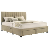 Wheatland 4-drawer Upholstered Eastern King Storage Bed Brown | Eastern King | Brown | Light Brown | 316010KE