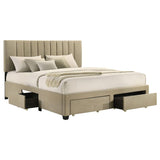 Wheatland 4-drawer Upholstered Eastern King Storage Bed Brown | Eastern King | Brown | Light Brown | 316010KE