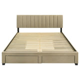 Wheatland 4-drawer Upholstered Eastern King Storage Bed Brown | Eastern King | Brown | Light Brown | 316010KE
