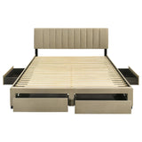Wheatland 4-drawer Upholstered Eastern King Storage Bed Brown | Eastern King | Brown | Light Brown | 316010KE