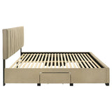Wheatland 4-drawer Upholstered Eastern King Storage Bed Brown | Eastern King | Brown | Light Brown | 316010KE