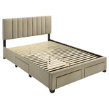 Wheatland 4-drawer Upholstered Queen Storage Bed Light Brown | Brown | Light Brown | 316010Q