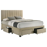 Wheatland 4-drawer Upholstered Queen Storage Bed Light Brown | Brown | Light Brown | 316010Q