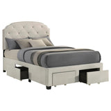Marianna 4-drawer Upholstered Full Storage Bed Cream | Full | Ivory | Cream | 316011F
