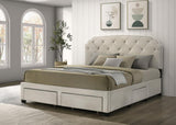 Marianna 4-drawer Upholstered Eastern King Storage Bed Cream | Ivory | Cream | 316011KE
