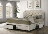 Marianna 4-drawer Upholstered Eastern King Storage Bed Cream | Ivory | Cream | 316011KE