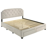 Marianna 4-drawer Upholstered Eastern King Storage Bed Cream | Ivory | Cream | 316011KE