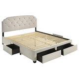 Marianna 4-drawer Upholstered Eastern King Storage Bed Cream | Ivory | Cream | 316011KE