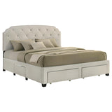 Marianna 4-drawer Upholstered Eastern King Storage Bed Cream | Ivory | Cream | 316011KE