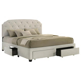 Marianna 4-drawer Upholstered Eastern King Storage Bed Cream | Ivory | Cream | 316011KE