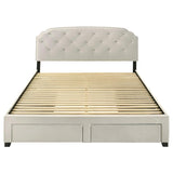 Marianna 4-drawer Upholstered Eastern King Storage Bed Cream | Ivory | Cream | 316011KE
