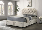 Marianna 4-drawer Upholstered Queen Storage Bed Cream | Ivory | Cream | 316011Q