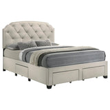 Marianna 4-drawer Upholstered Queen Storage Bed Cream | Ivory | Cream | 316011Q