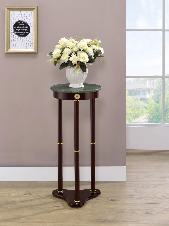 Edie Round Marble Top Plant Stand Merlot