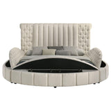 Sonya Upholstered Eastern King Round Storage Bed Ivory | Ivory | 360111KE
