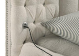 Sonya Upholstered Eastern King Round Storage Bed Ivory | Ivory | 360111KE