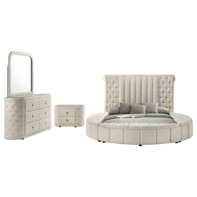 Sonya 4-piece Upholstered Bedroom Set Ivory