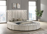 Sonya Upholstered Queen Round Storage Bed Ivory | Queen | Ivory | 360111Q
