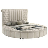 Sonya Upholstered Queen Round Storage Bed Ivory | Queen | Ivory | 360111Q