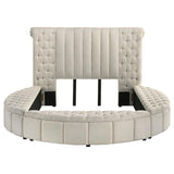Sonya Upholstered Queen Round Storage Bed Ivory | Queen | Ivory | 360111Q