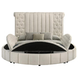 Sonya Upholstered Queen Round Storage Bed Ivory | Queen | Ivory | 360111Q