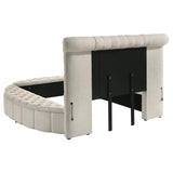 Sonya Upholstered Queen Round Storage Bed Ivory | Queen | Ivory | 360111Q