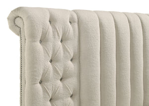 Evander Upholstered Queen Round Storage Bed Ivory