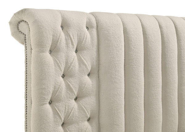 Evander Upholstered Queen Round Storage Bed Ivory